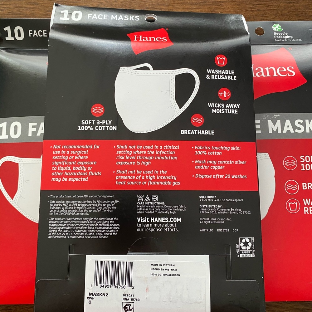 *BUNDLE* 5 packets of 10 HANES Masks